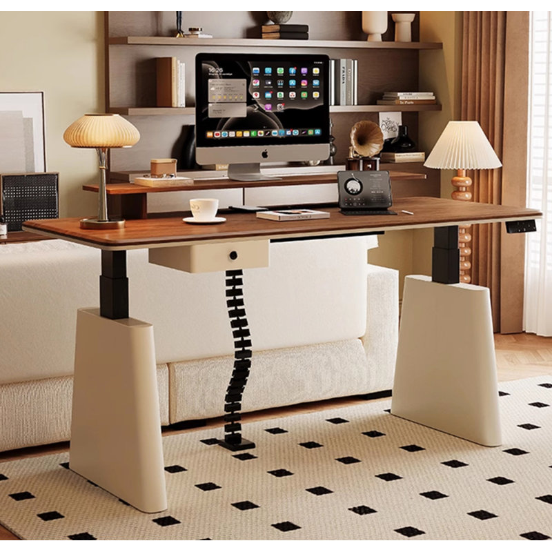 Bureau debout à hauteur réglable électrique en bois massif, H 28,74 po x l 78,74 po x P 31,5 po