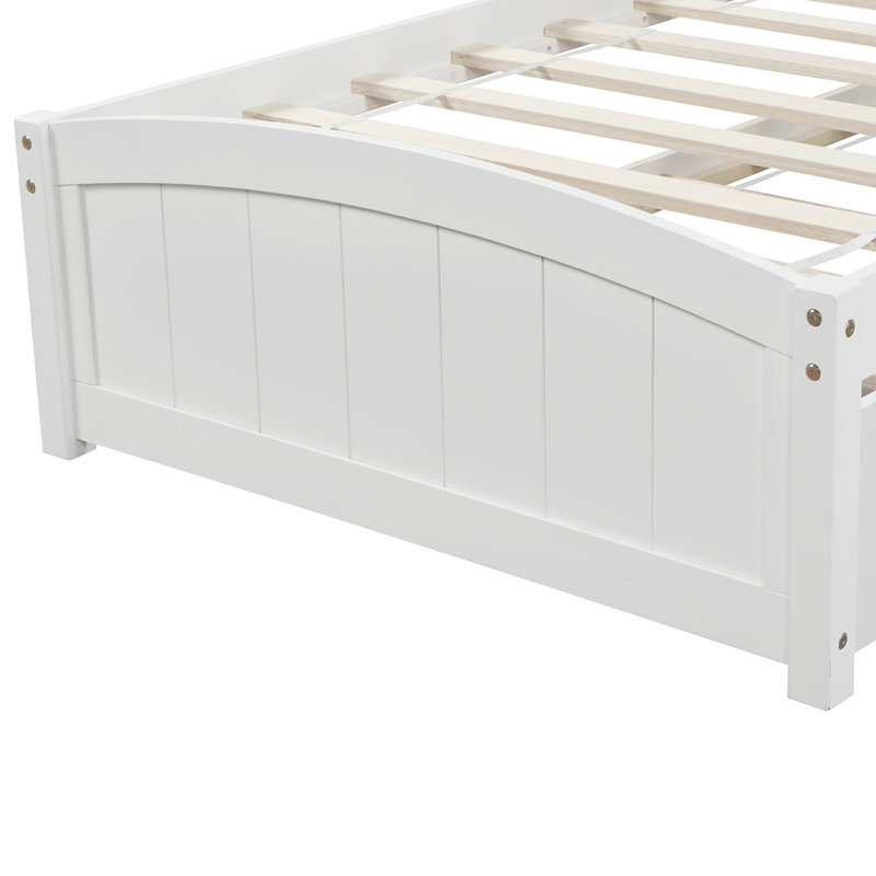 Lit plateforme simple en bois de pin massif avec deux tiroirs, élégant et durable pour les chambres modernes