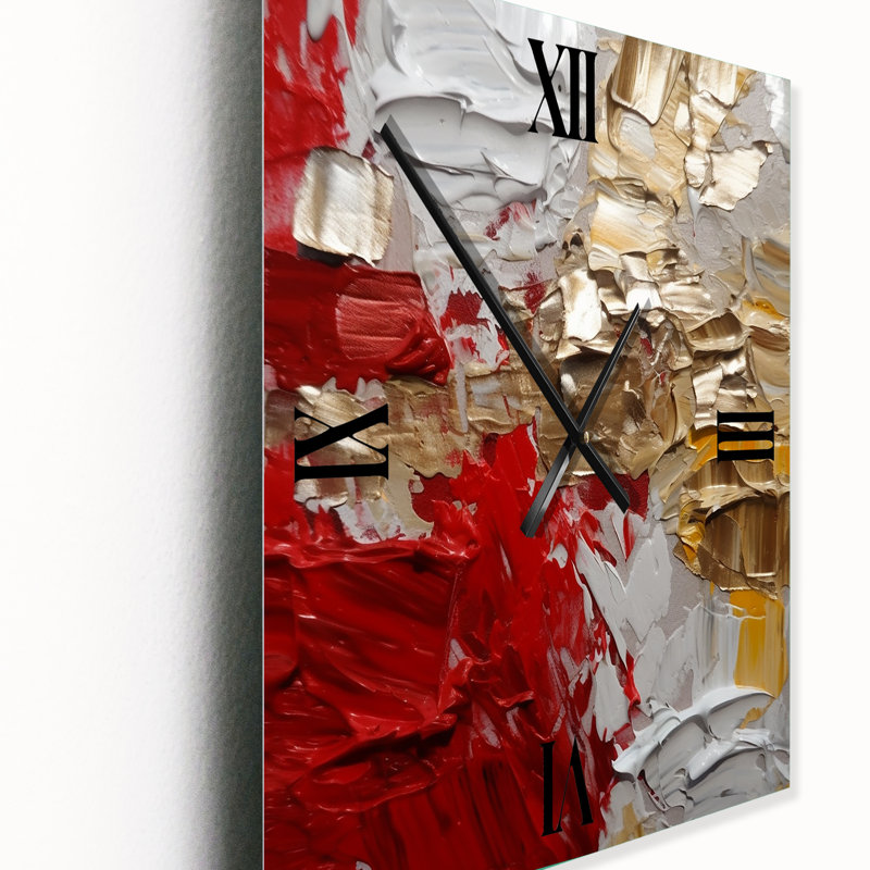 Cardinal Sin Retro Delight - horloge murale abstraite - rouge et or, Petit