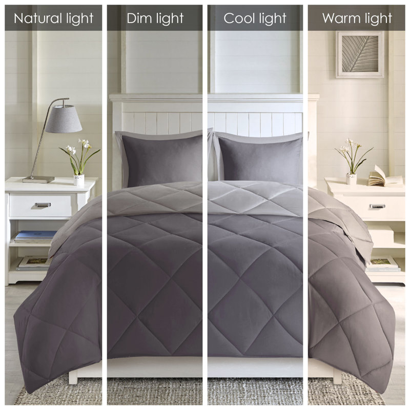 Twin Charcoal/Grey Reversible Down Alternative Comforter Set