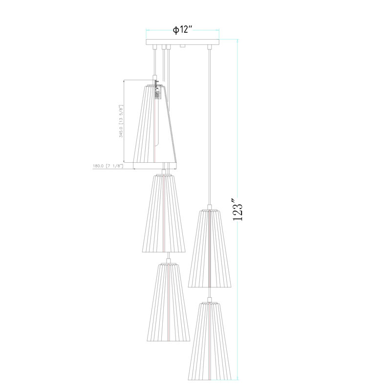 Lustre 5 lumières Ceinture, Or, H 13,75 po x l 12 po x P 12 po