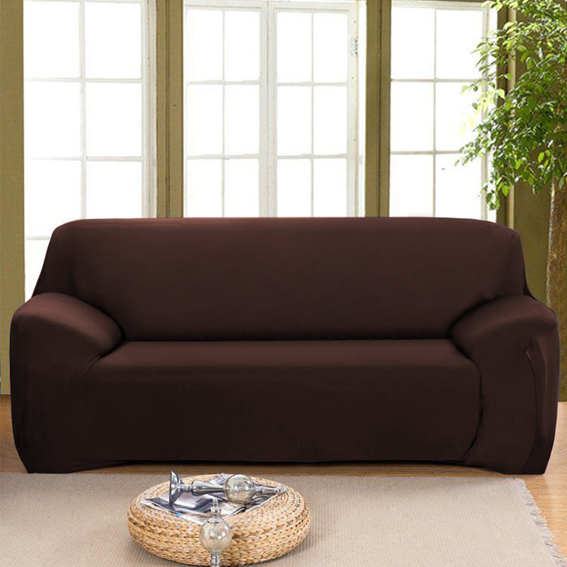 Housse pour canapé extensible 3 places, H 45 po x l 118 po x P 30 po, Mélange de polyester café