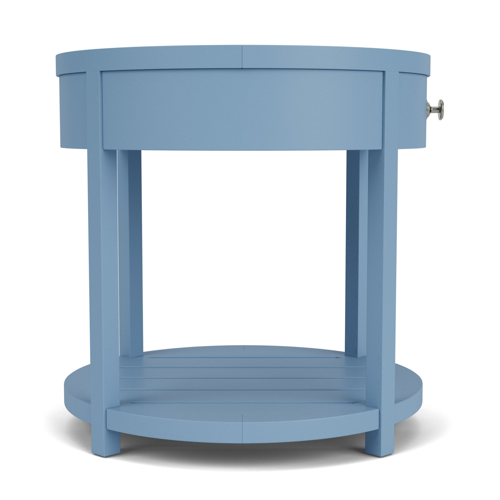 Silvia White Rectangular End Table, Blue
