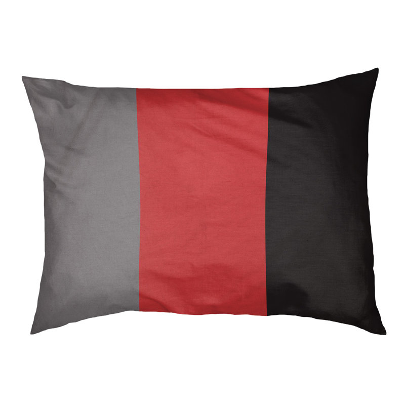 Coussin rectangulaire designer Tampa Bay, Grand (L 40 po x l 50 po), Gris mat / rouge / noir
