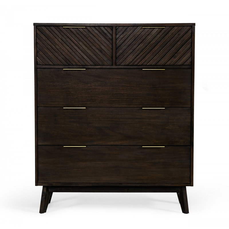 Commode en bois massif à 5 tiroirs Huddleson