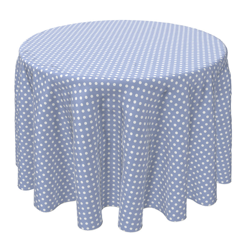 Bullange Fabric Textile Products, Inc. Round Tablecloth, 100% Cotton, 60 Round", Pale Blue Polka Dots