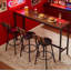 Ensemble de table de bar et de chaises pour 3, ensemble de table de salle à manger industriel 4 pièces avec 3 tabourets de bar rembourrés en polyuréthane, ensemble de table de bar pour la cuisine, la salle à manger, le salon, le bar, le café, le coin petit espace, brun rustique