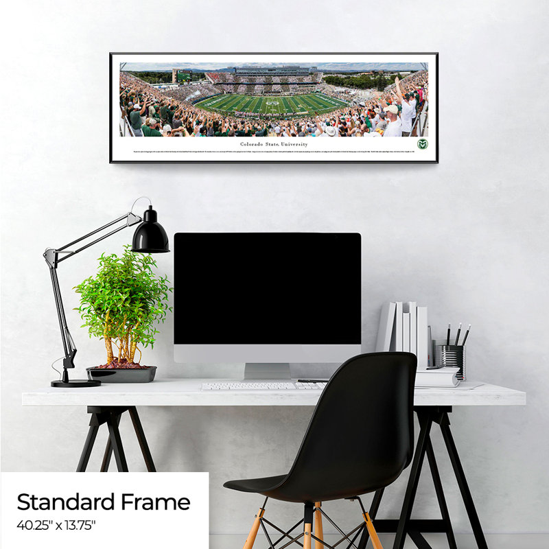 NCAA " College Football And Basketball ", Black Floater Framed, 13.75" H x 40.25" W x 0.88" D