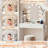 Makeup Vanity With Lighted Mirror & Power Outlet, Modern Small Vanity Desk with Side Storage Shelves For Bedroom-91047228