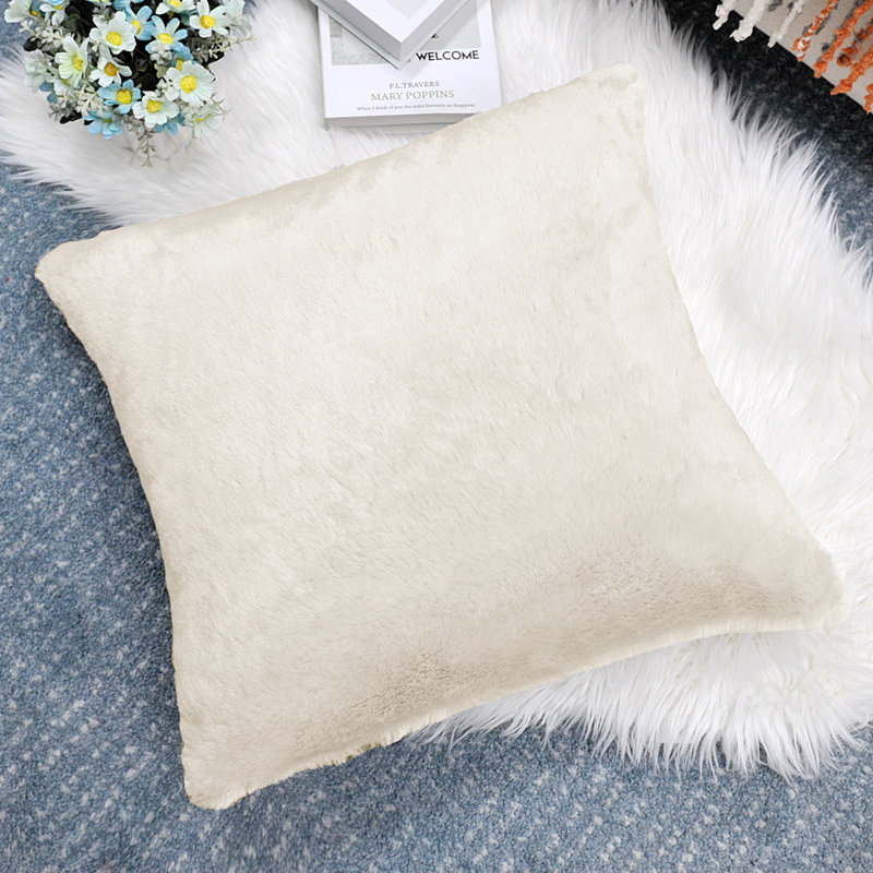 Housse de coussin réversible en fausse fourrure, Taupe