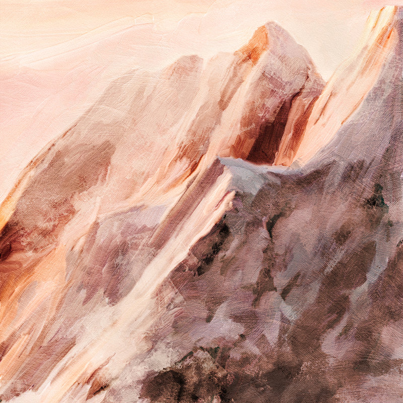 sNo Matw mountains landscape, Pas de tapis, Toile encadrée flottée blanche, H 12 po x l 12 po