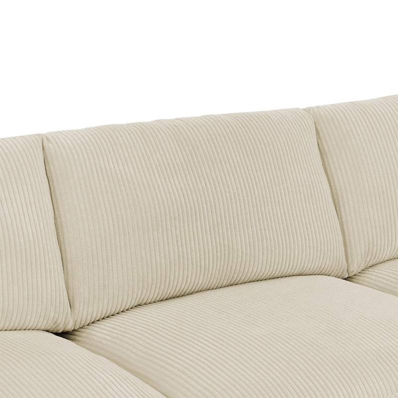 Canapé modulaire réversible en velours côtelé, Velours côtelé beige, H 33 po x l 104 po x P 122 po