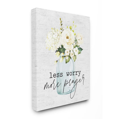 " Less Worry More Prayer Phrase Cottage Floral Bouquet " by Lettered And Lined