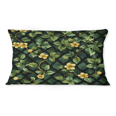 Black Green Vines II - Modern Lumbar Pillow