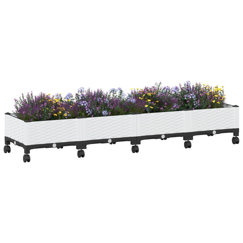 Elevated Planter, White, 33cm H x 160cm W x 40cm D
