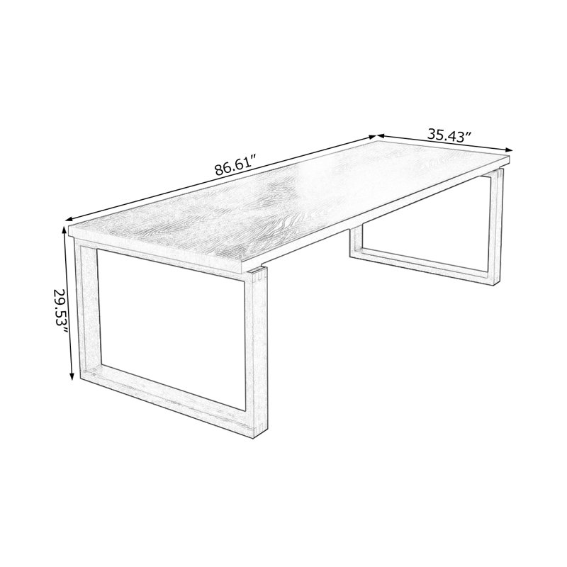 Black Rectangular Solid Wood Desk, 29.53" H x 86.61" W x 35.43" D