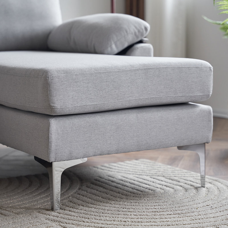 Canapé modulaire en L, 100 % lin gris clair