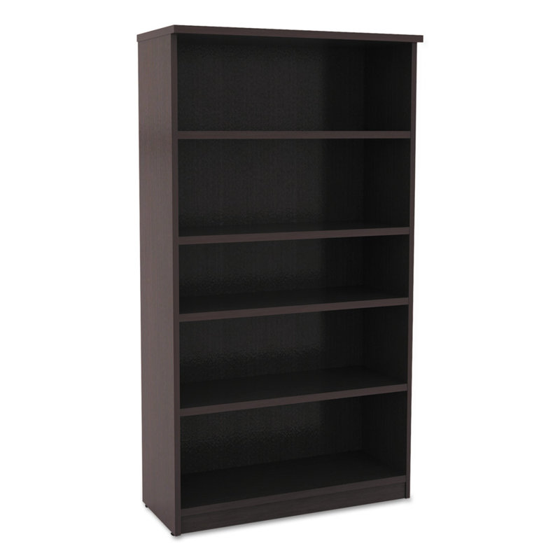 Espresso Adjustable 5-Shelf Woodgrain Laminate Bookcase