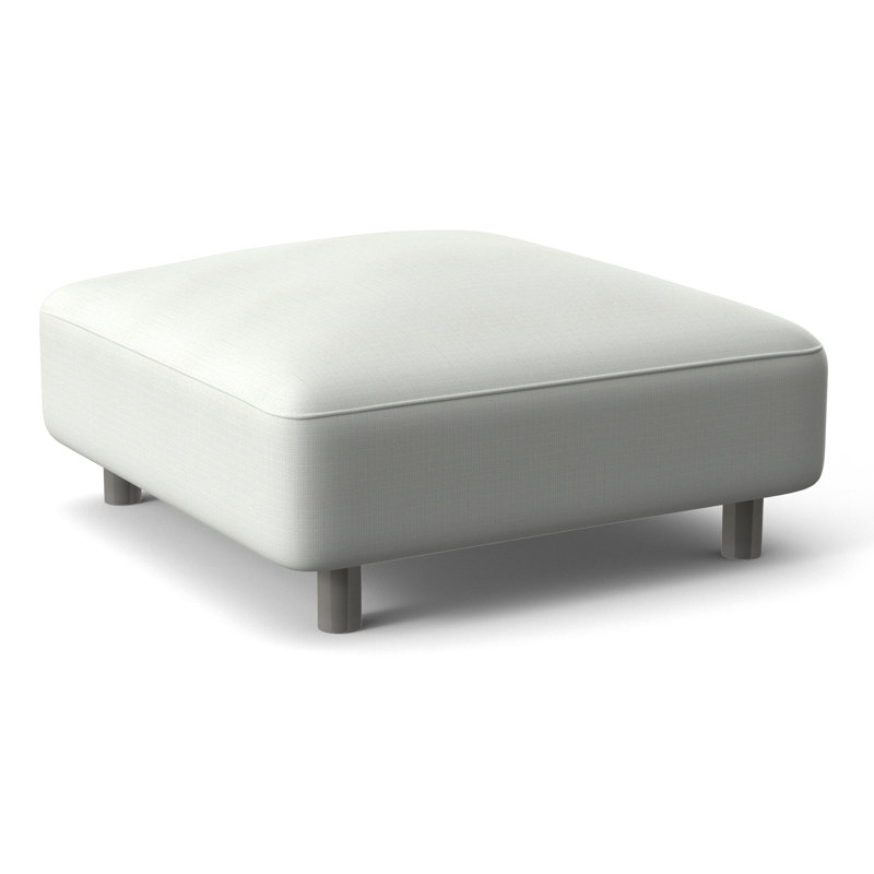 Avanni Outdoor Ottoman with Cushion, Cream Linen 6025-002, Silver