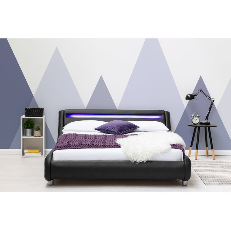 Arine Upholstered Bed with Mattress, No Mattress, Black, Double (4'6)