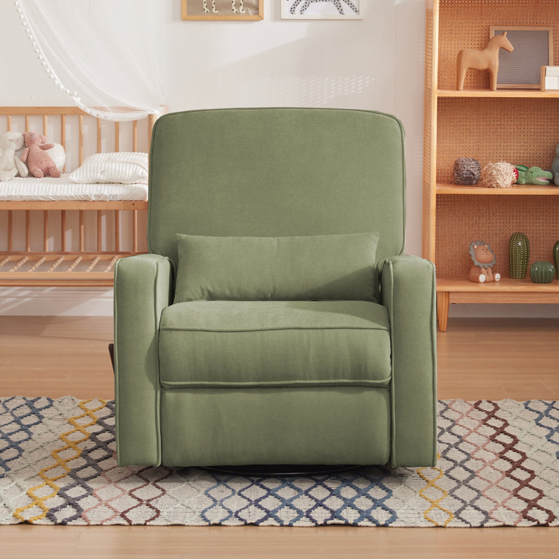 Tucker 33" Wide Modern Chenille Swivel Rocking Recliner, Green