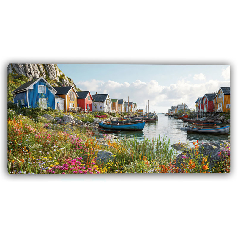 Art mural sur toile Harbour Garden Village, H 20 po x l 40 po