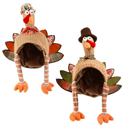 2 Pcs Plush Turkey Hat