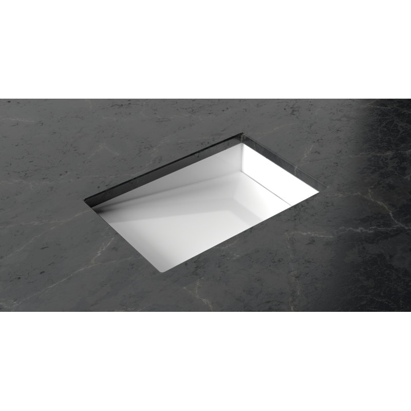 Badeloft 25.2" x 16.1" Stone Resin Undermount Ramp Bathroom Sink UB-04-RL-G in Glossy White, Glossy White