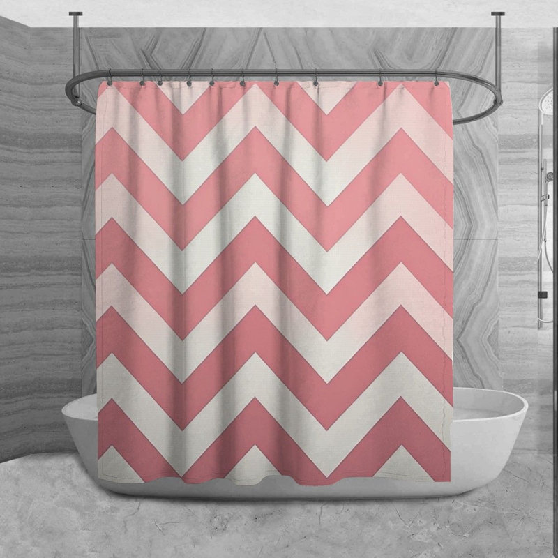 Rideau de douche Briant, H 73 po x l 70 po, Rose / blanc