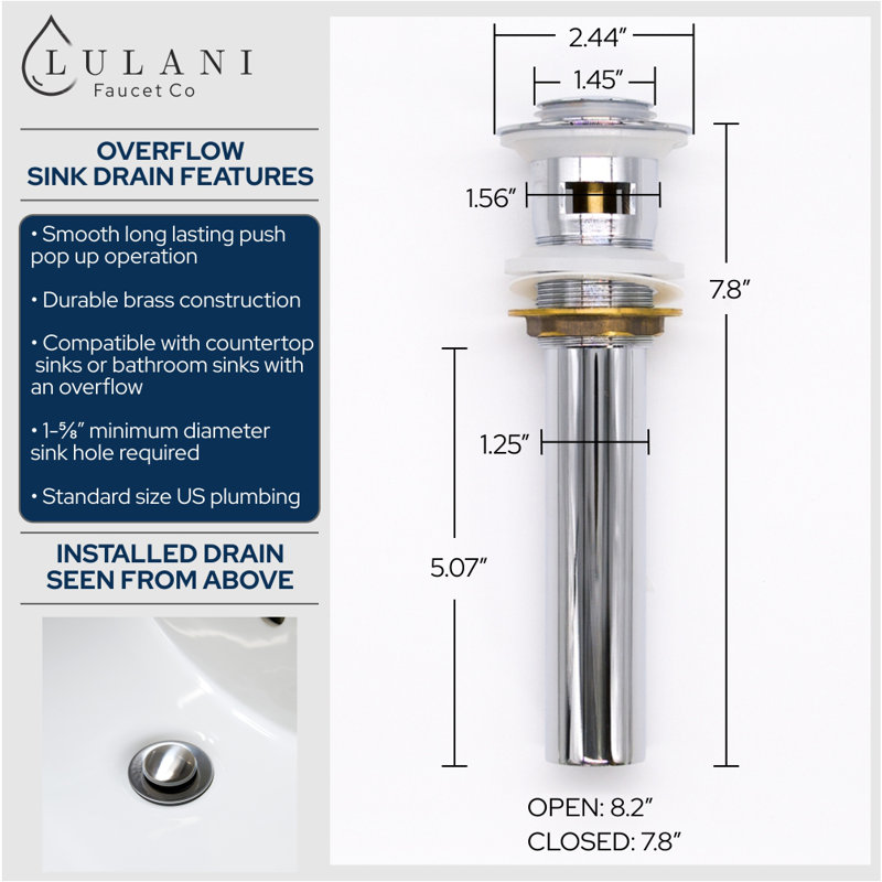 Lulani St. Lucia Widespread Bathroom Faucet with Drain Assembly, Chrome