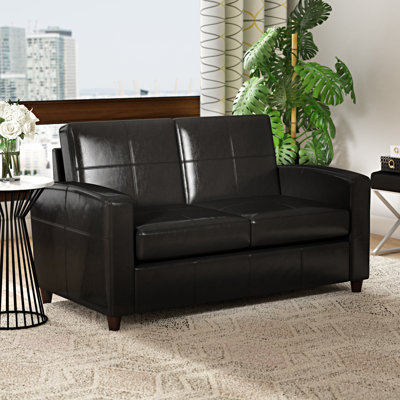 Caswell Faux Leather 56.5'' Reception Loveseat