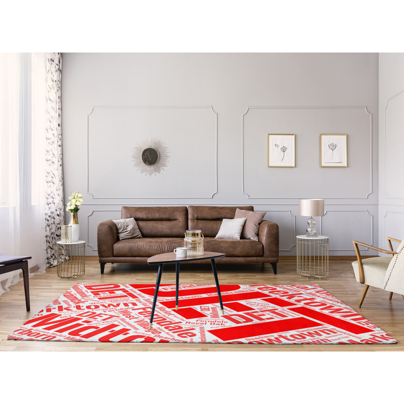 Tapis de zone rouge poils longs à tissage plat, Rectangle 9 pi x 12 pi