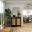 Wood 1 Shelf and 2 Door Room Cabinet with Cane Front Doors and Gold Handles-283052521