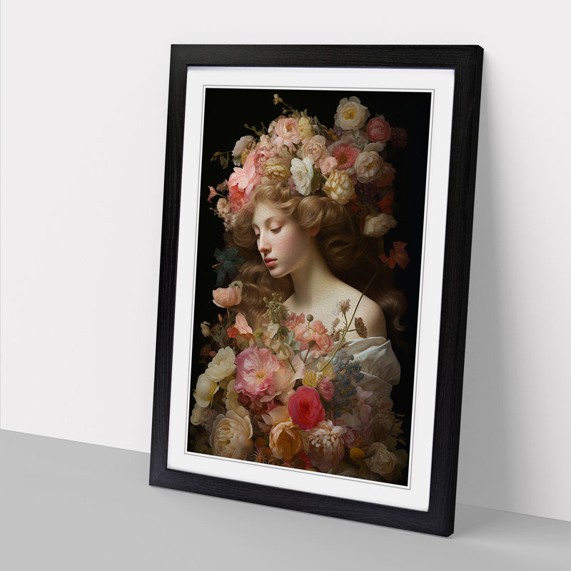 Floral Renaissance - Framed Print, Black, 34cm H x 25cm W x 2cm D