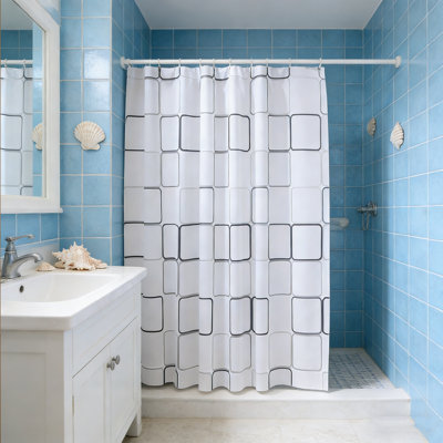 Bathroom Shower Curtain, Water Resistant Fabric Shower Curtain with Hooks, Hotel and home Luxury Bath Curtain