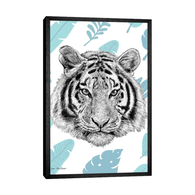 Tropical Tiger by Seven Trees Design - Floater Frame Gallery-Wrapped Canvas Giclée on Canvas, Black, 66.04 cm H x 45.72 cm W