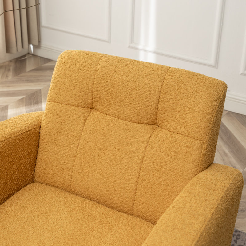 Alixon 29'' Wide Tufted Armchair, Yellow Boucle
