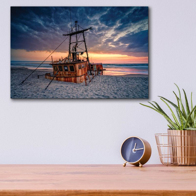 Art mural en verre «Shipwreck Of The Ocean Pursuit» par Rick Berk, H 12 po x l 16 po x P 0,13 po