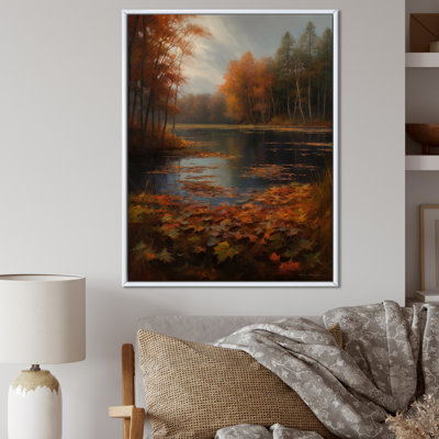 «A Misty Autumn Day At The Lake Watercolor I», reproduction sur toile