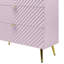 Commode à finition brillante rose Gaines avec 5 tiroirs spacieux et motif à vagues élégant pour les chambres à coucher modernes