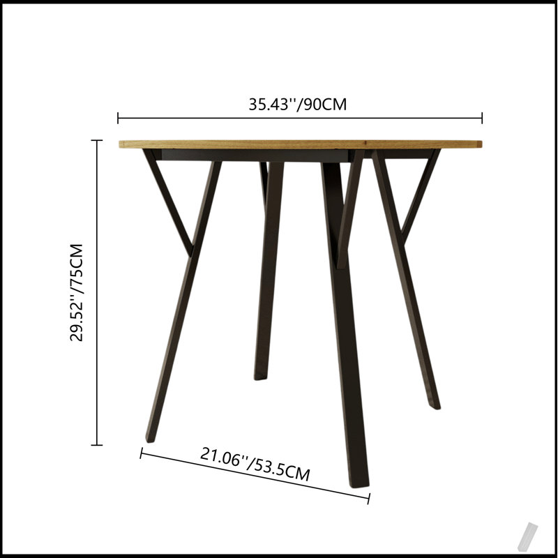 Table de salle à manger ronde 35,43 pouces, petite table de cuisine circulaire avec pieds noirs en métal pour 2 à 4 personnes, conception moderne et peu encombrante