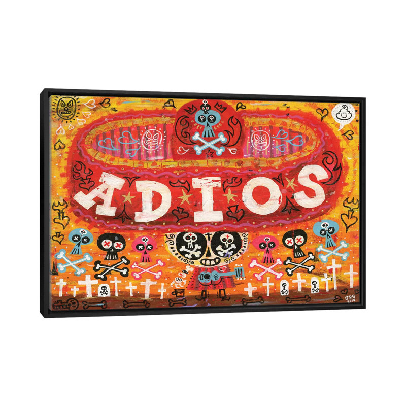«Adios Amigos», impression sur toile, H 18 po x l 26 po x P 1,5 po, Toile avec cadre noir, Pas de tapis