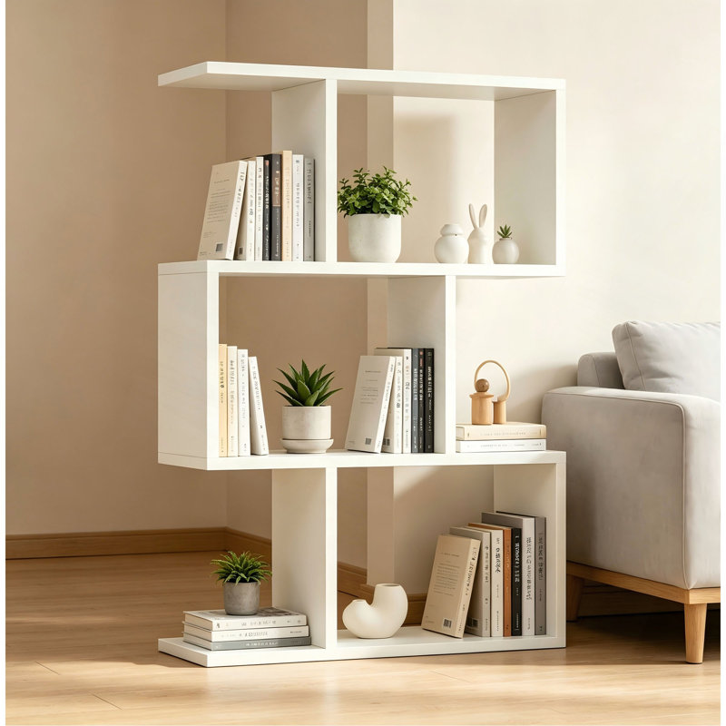 Bibliothèque simple à trois couches, H 37,8 po x l 27,56 po x P 9,45 po, Blanc