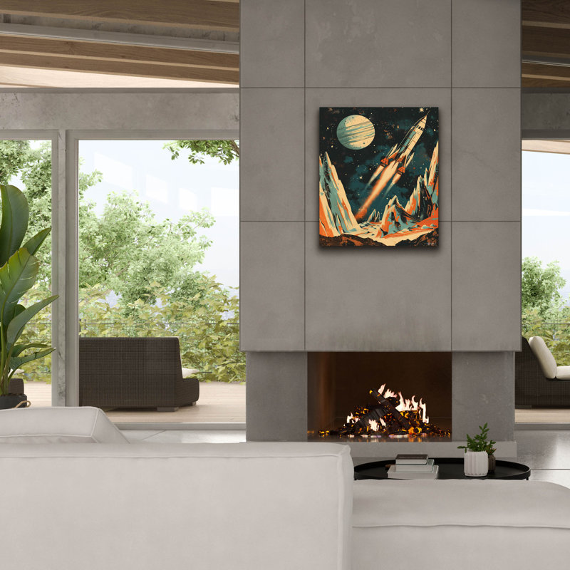 «Epic Graffiti» «Vintage Space 1» par Momart, art mural sur toile, H 30 po x l 26 po x P 1,5 po