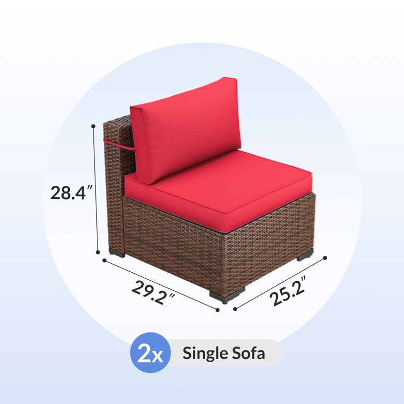 Mecayla 25.2” Patio Chair with 4"D Cushions, Red