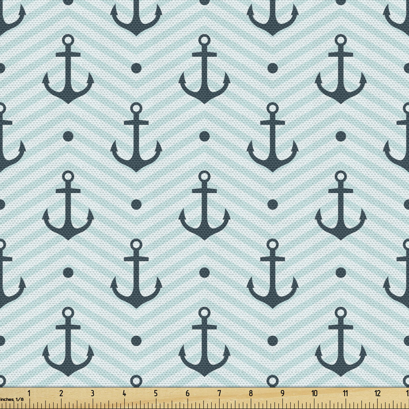 Chemere Anchors Zigzag Waves Monochromic Multi-Purpose Fabric