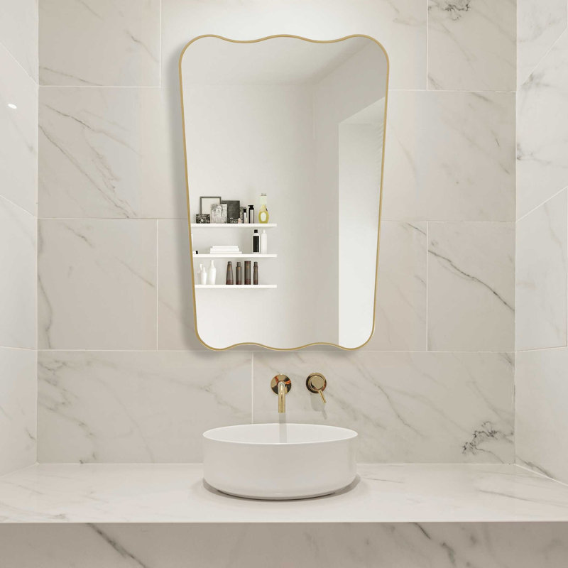 Undulating Reversible Engineered Wood Wall Mirror