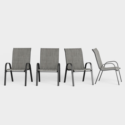 Ortonville 24"W Outdoor Stackable Dining Chairs, Densy PVC-Coated Polyester Chairs