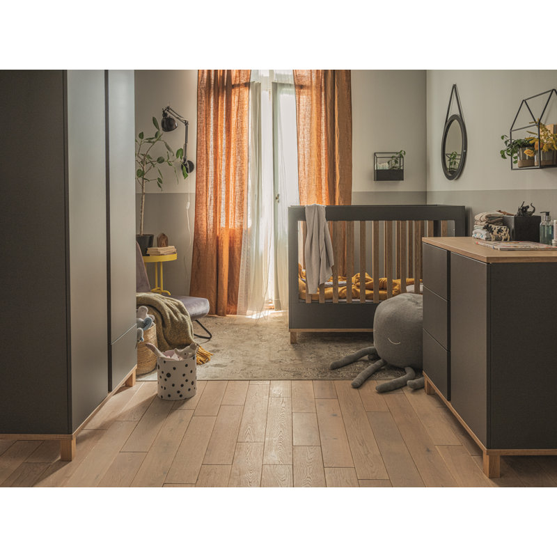 Cornett Cot Crib, Graphite/Oak