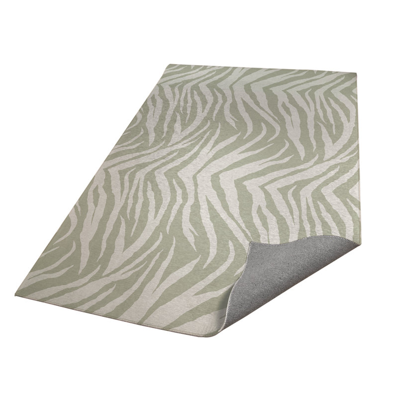 Zebra Patch Kids Play Mat, Light Green, Rectangle 4' x 6'